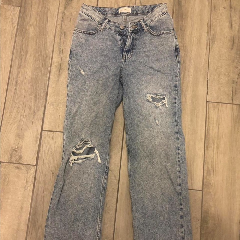 PacSun Light Blue Distressed Straight Leg Jeans